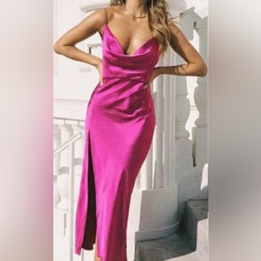 Princess Polly - Lioness Walk the Line Midi Slip Dress Magenta - small. NWOT